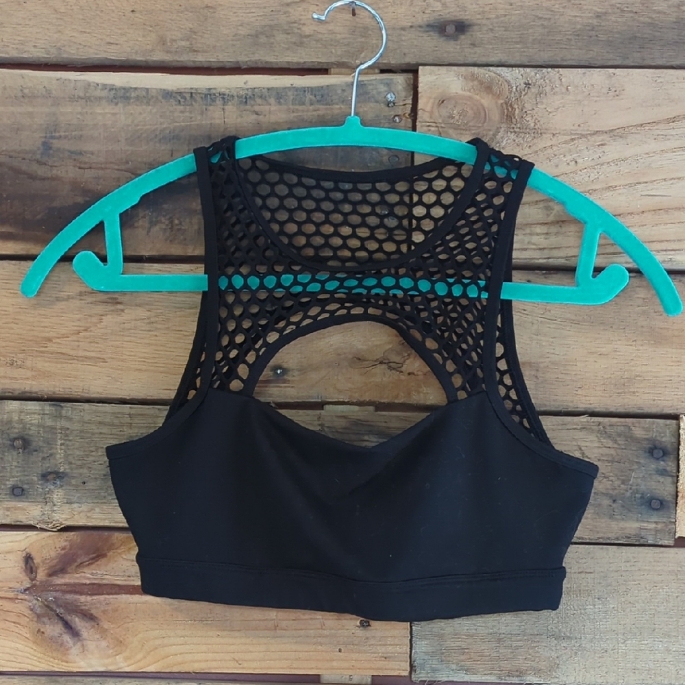 POPFLEX Black Mesh Sports Bra